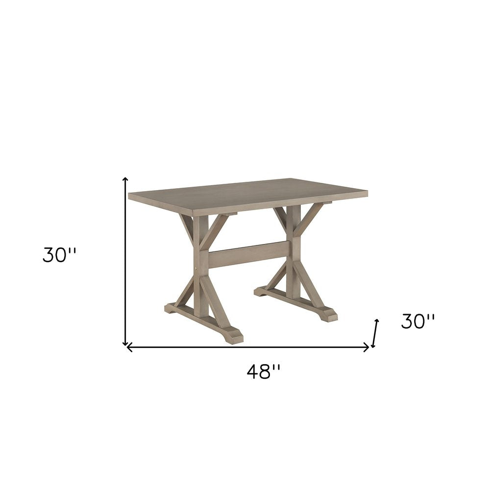 48" Gray Solid Wood Trestle Base Dining Table HomeRoots
