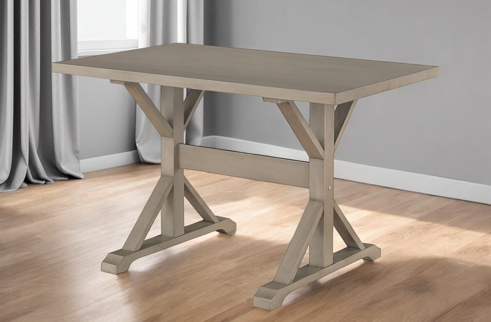 48" Gray Solid Wood Trestle Base Dining Table HomeRoots