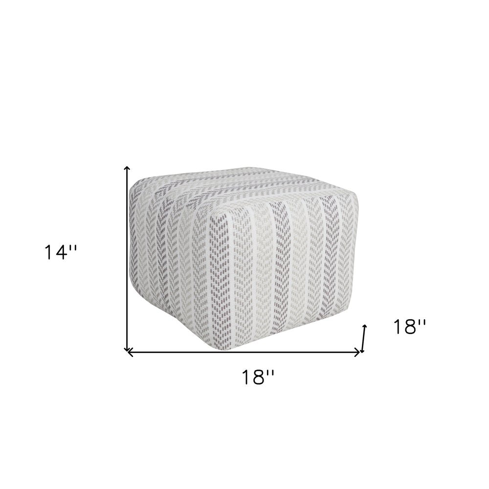 18" Gray And White Cotton Chevron Pouf Ottoman HomeRoots