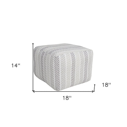 18" Gray And White Cotton Chevron Pouf Ottoman HomeRoots