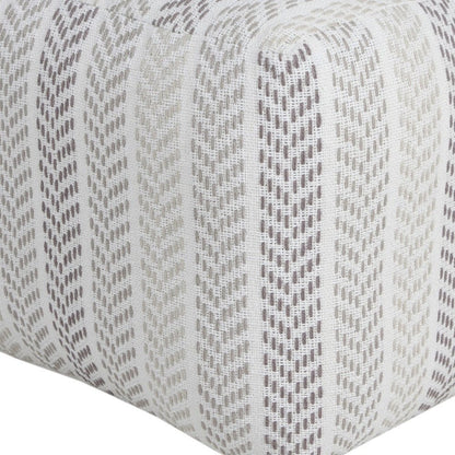 18" Gray And White Cotton Chevron Pouf Ottoman HomeRoots