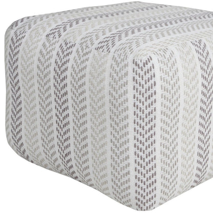 18" Gray And White Cotton Chevron Pouf Ottoman HomeRoots