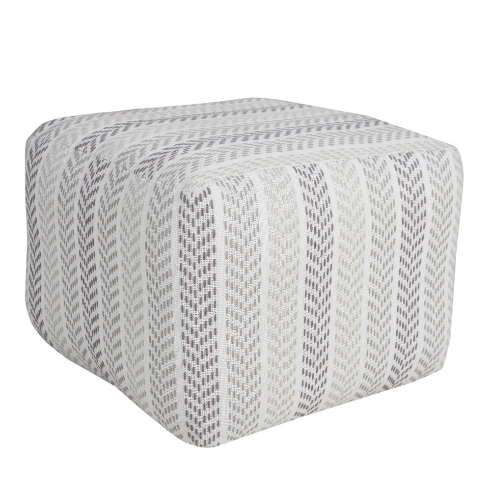18" Gray And White Cotton Chevron Pouf Ottoman HomeRoots