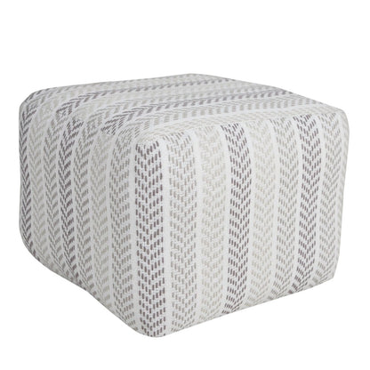 18" Gray And White Cotton Chevron Pouf Ottoman HomeRoots
