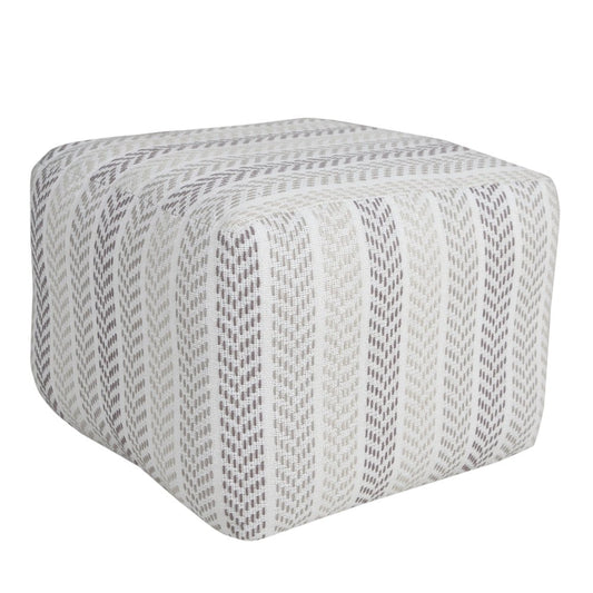 18" Gray And White Cotton Chevron Pouf Ottoman HomeRoots