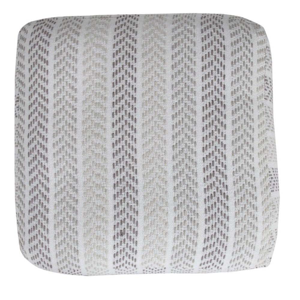18" Gray And White Cotton Chevron Pouf Ottoman HomeRoots