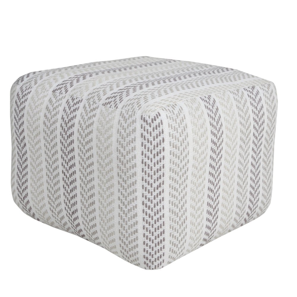 18" Gray And White Cotton Chevron Pouf Ottoman HomeRoots