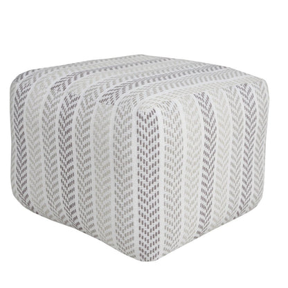 18" Gray And White Cotton Chevron Pouf Ottoman HomeRoots