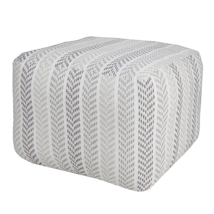 18" Gray And White Cotton Chevron Pouf Ottoman HomeRoots