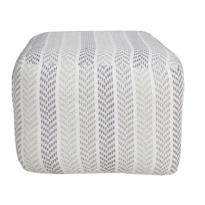 18" Gray And White Cotton Chevron Pouf Ottoman HomeRoots