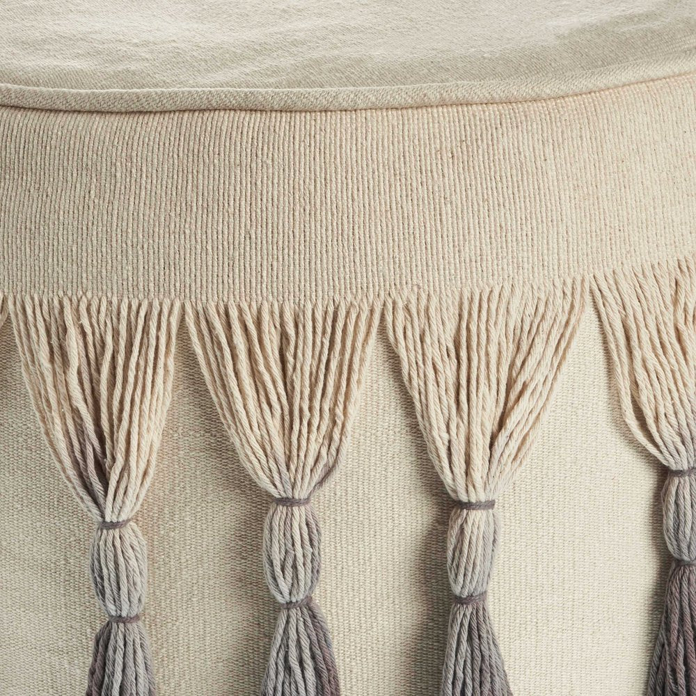 20" Beige Cotton Round Ombre Pouf Ottoman HomeRoots