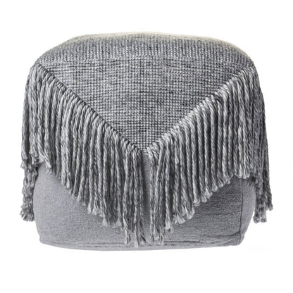 18" Gray Wool Cotton Blend Pouf Ottoman HomeRoots