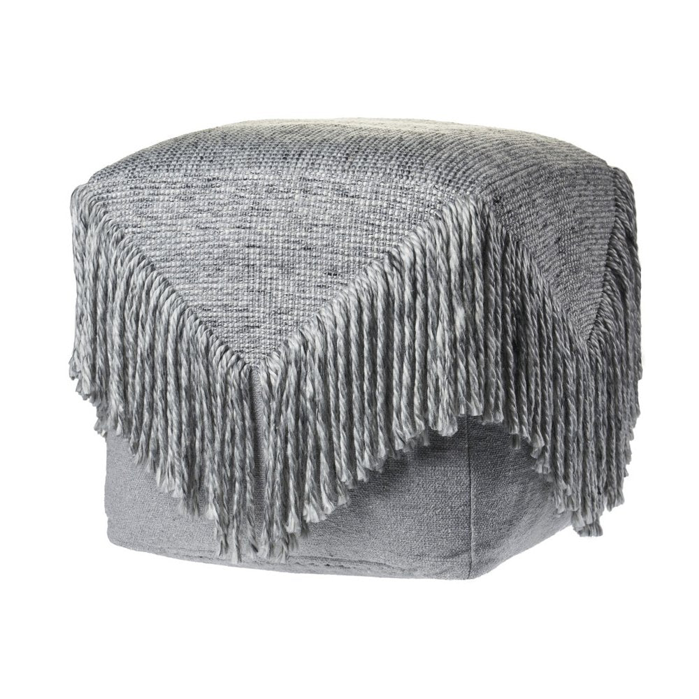 18" Gray Wool Cotton Blend Pouf Ottoman HomeRoots