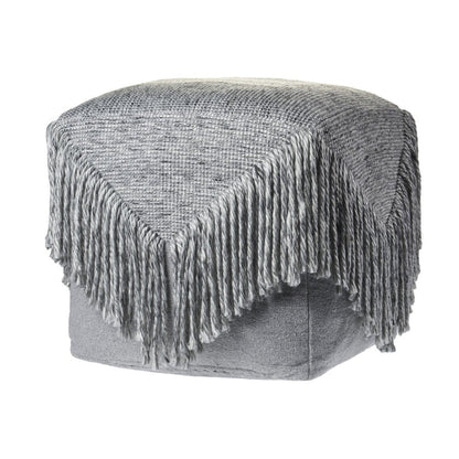 18" Gray Wool Cotton Blend Pouf Ottoman HomeRoots