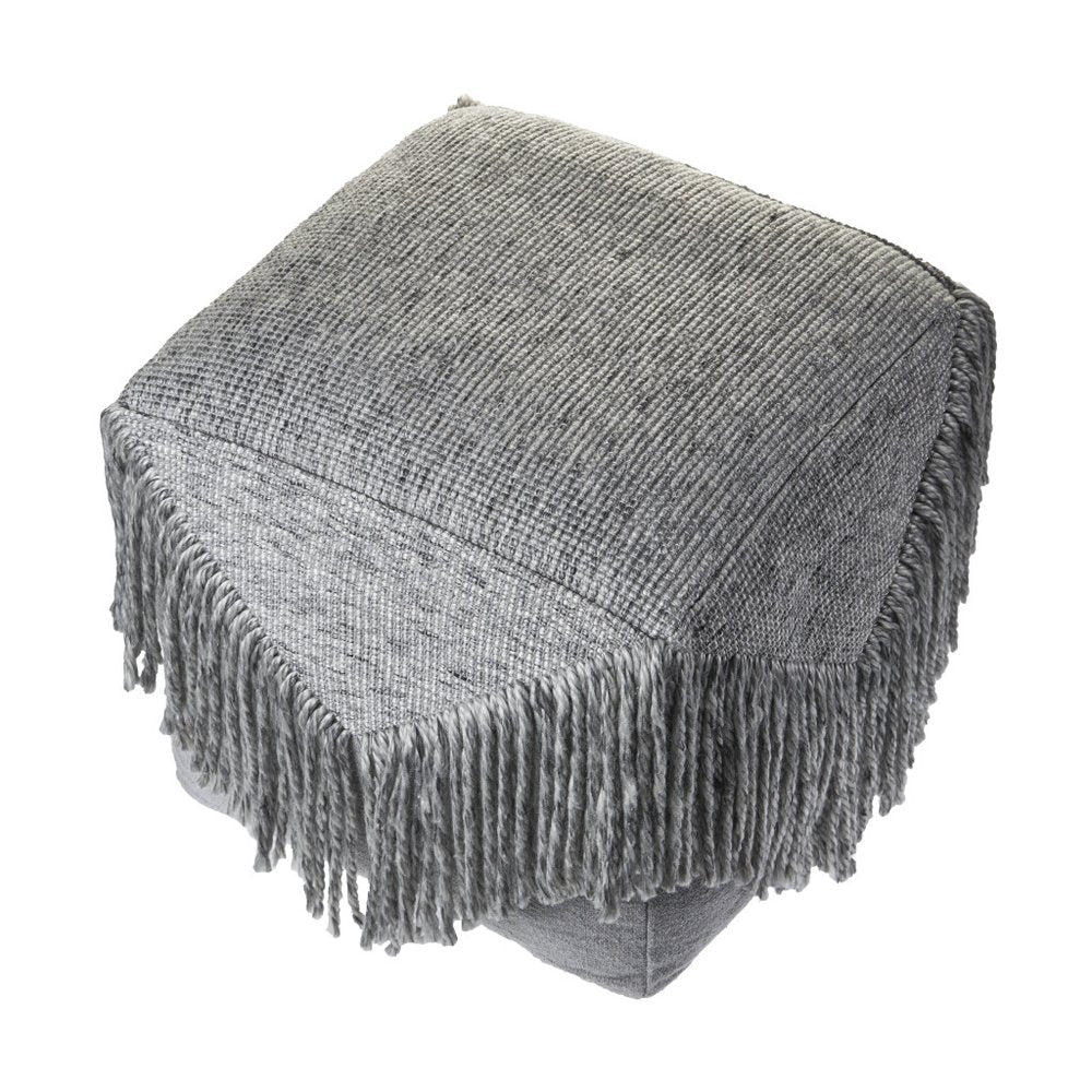 18" Gray Wool Cotton Blend Pouf Ottoman HomeRoots