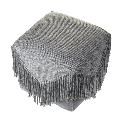 18" Gray Wool Cotton Blend Pouf Ottoman HomeRoots