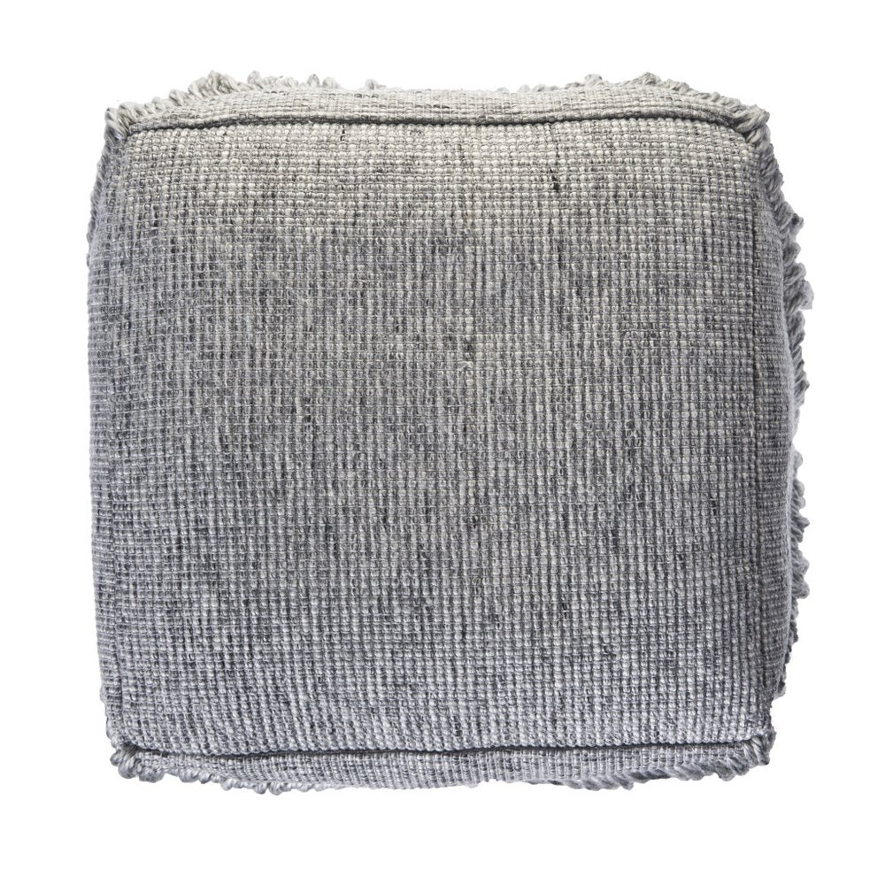 18" Gray Wool Cotton Blend Pouf Ottoman HomeRoots