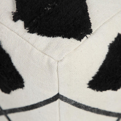 18" White Cotton Geometric Pouf Ottoman HomeRoots