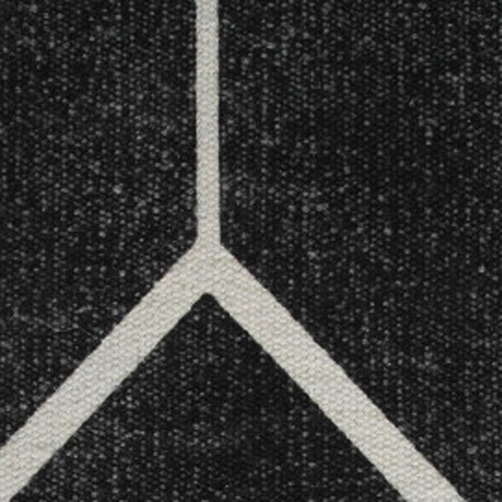 18" Black Cotton Geometric Pouf Ottoman HomeRoots