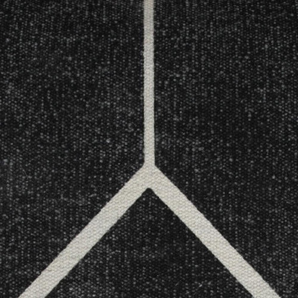 18" Black Cotton Geometric Pouf Ottoman HomeRoots