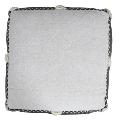 18" Black Cotton Geometric Pouf Ottoman HomeRoots