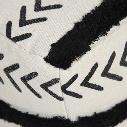 18" White Cotton Striped Pouf Ottoman HomeRoots
