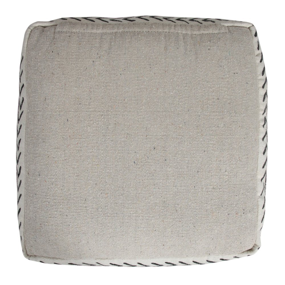 18" White Cotton Striped Pouf Ottoman HomeRoots