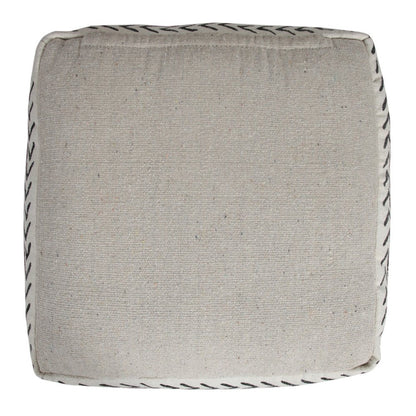 18" White Cotton Striped Pouf Ottoman HomeRoots