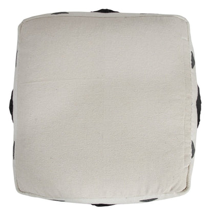 18" White Cotton Geometric Pouf Ottoman HomeRoots