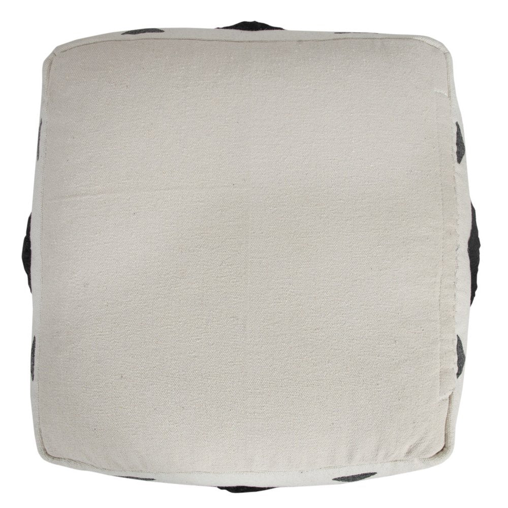 18" White Cotton Geometric Pouf Ottoman HomeRoots