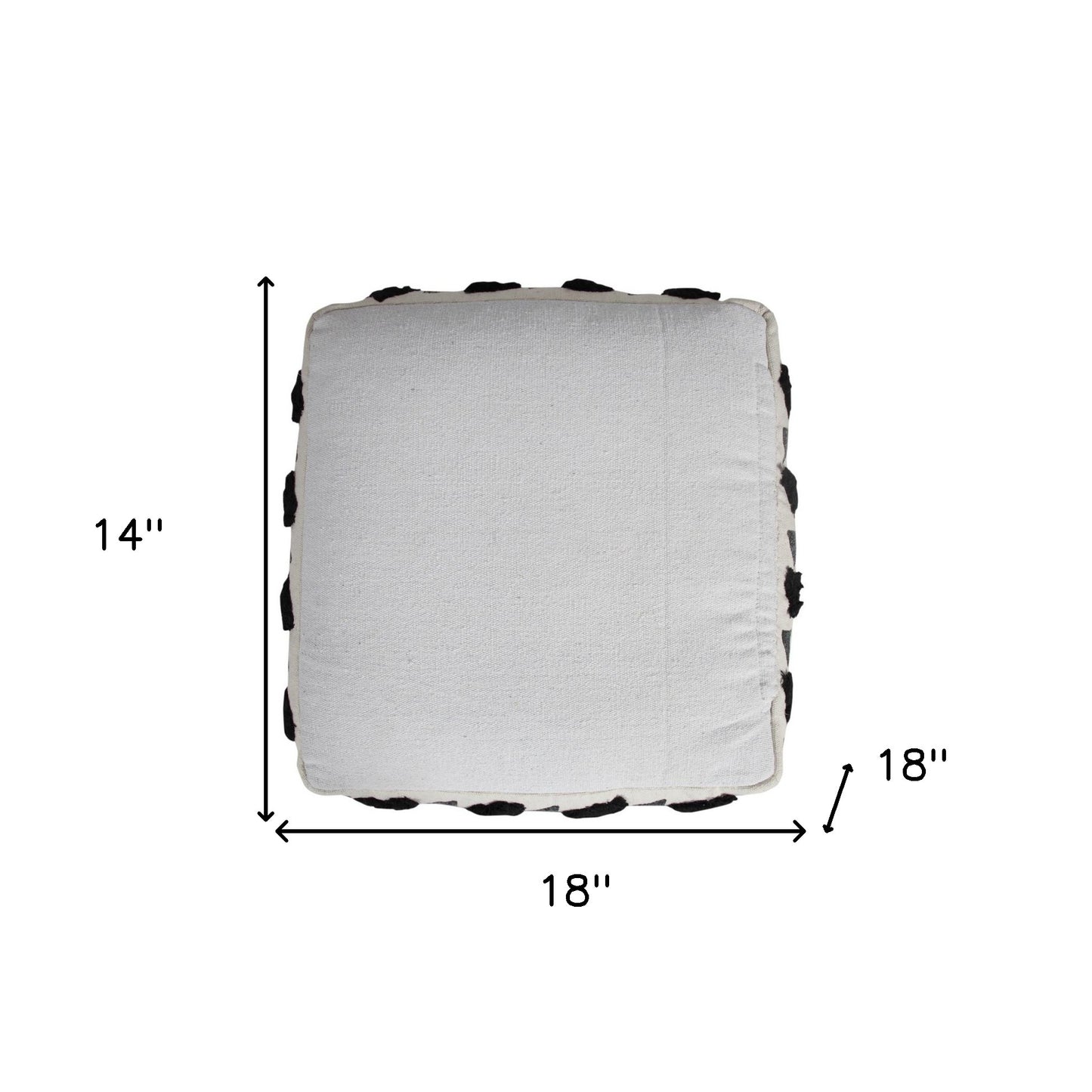 18" White 100% Cotton Ottoman