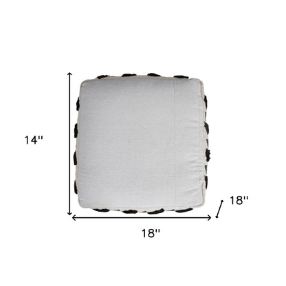 18" White 100% Cotton Ottoman