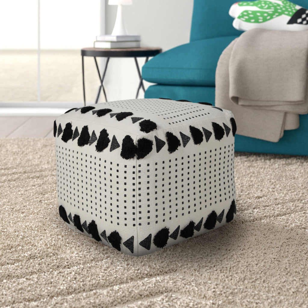 18" White 100% Cotton Ottoman