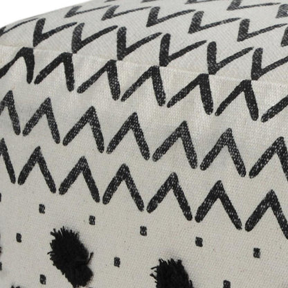 18" White Cotton Chevron Pouf Ottoman HomeRoots