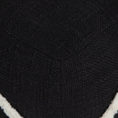 18" Black Cotton Geometric Pouf Ottoman HomeRoots