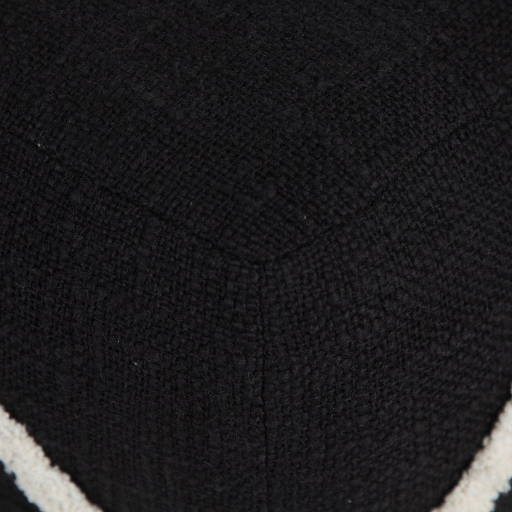18" Black Cotton Geometric Pouf Ottoman HomeRoots