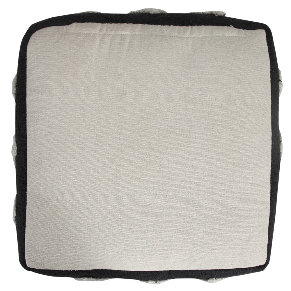 18" Black Cotton Geometric Pouf Ottoman HomeRoots