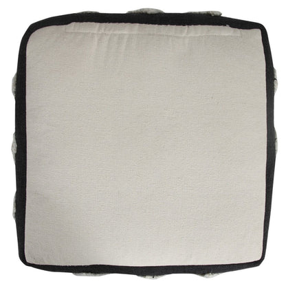 18" Black Cotton Geometric Pouf Ottoman HomeRoots