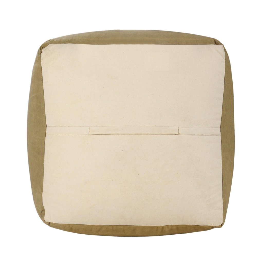 20" Brown Cotton Striped Pouf Ottoman HomeRoots