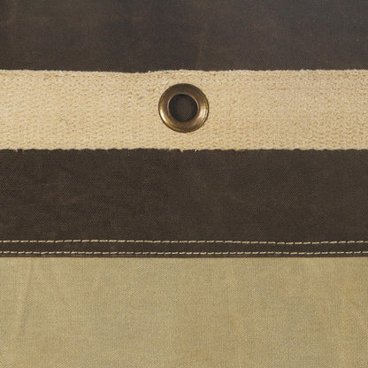 20" Brown Cotton Striped Pouf Ottoman HomeRoots