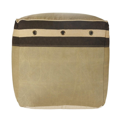 20" Brown Cotton Striped Pouf Ottoman HomeRoots