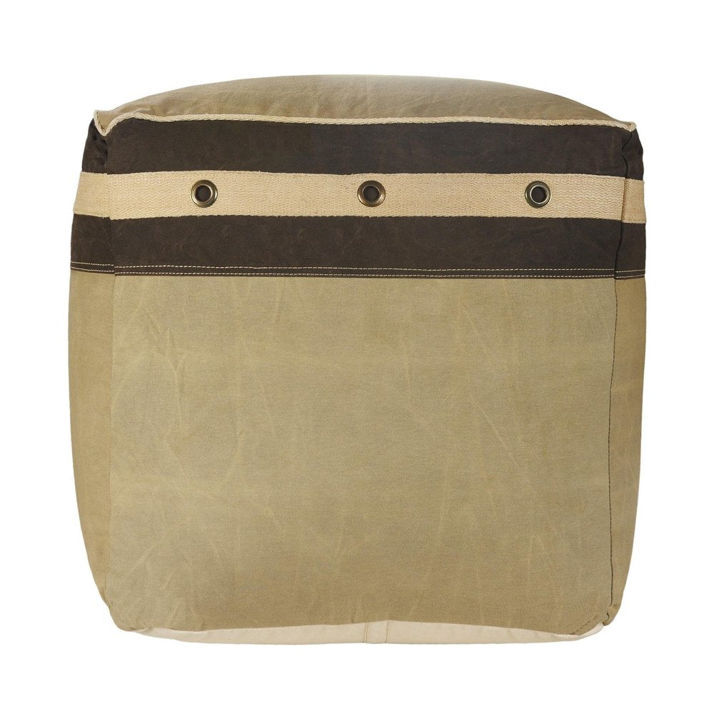 20" Brown Cotton Striped Pouf Ottoman HomeRoots