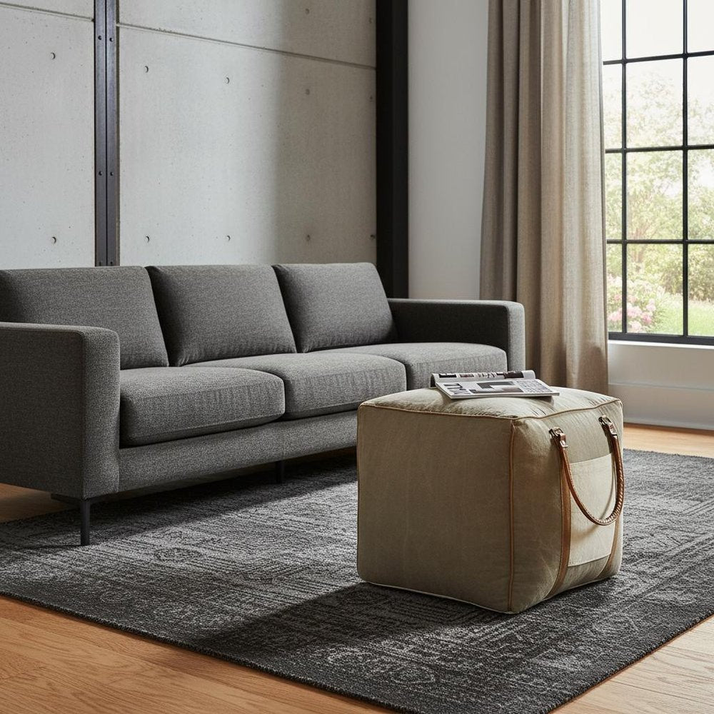 20" Gray Cotton Blend Ottoman HomeRoots