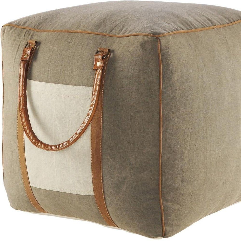 20" Gray Cotton Blend Ottoman HomeRoots