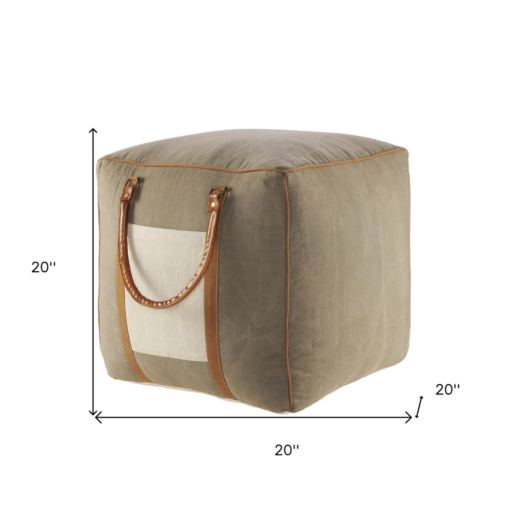 20" Gray Cotton Blend Ottoman HomeRoots