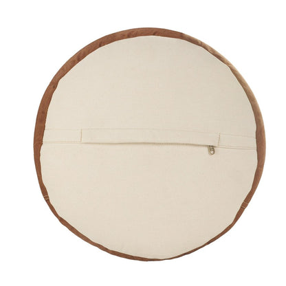 16" Tan Cotton Striped Cylinder Pouf Ottoman HomeRoots