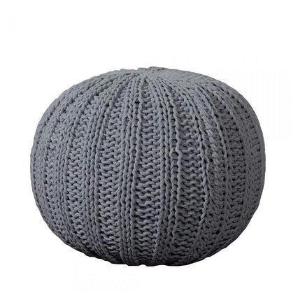 20" Blue Cotton Round Pouf Ottoman HomeRoots