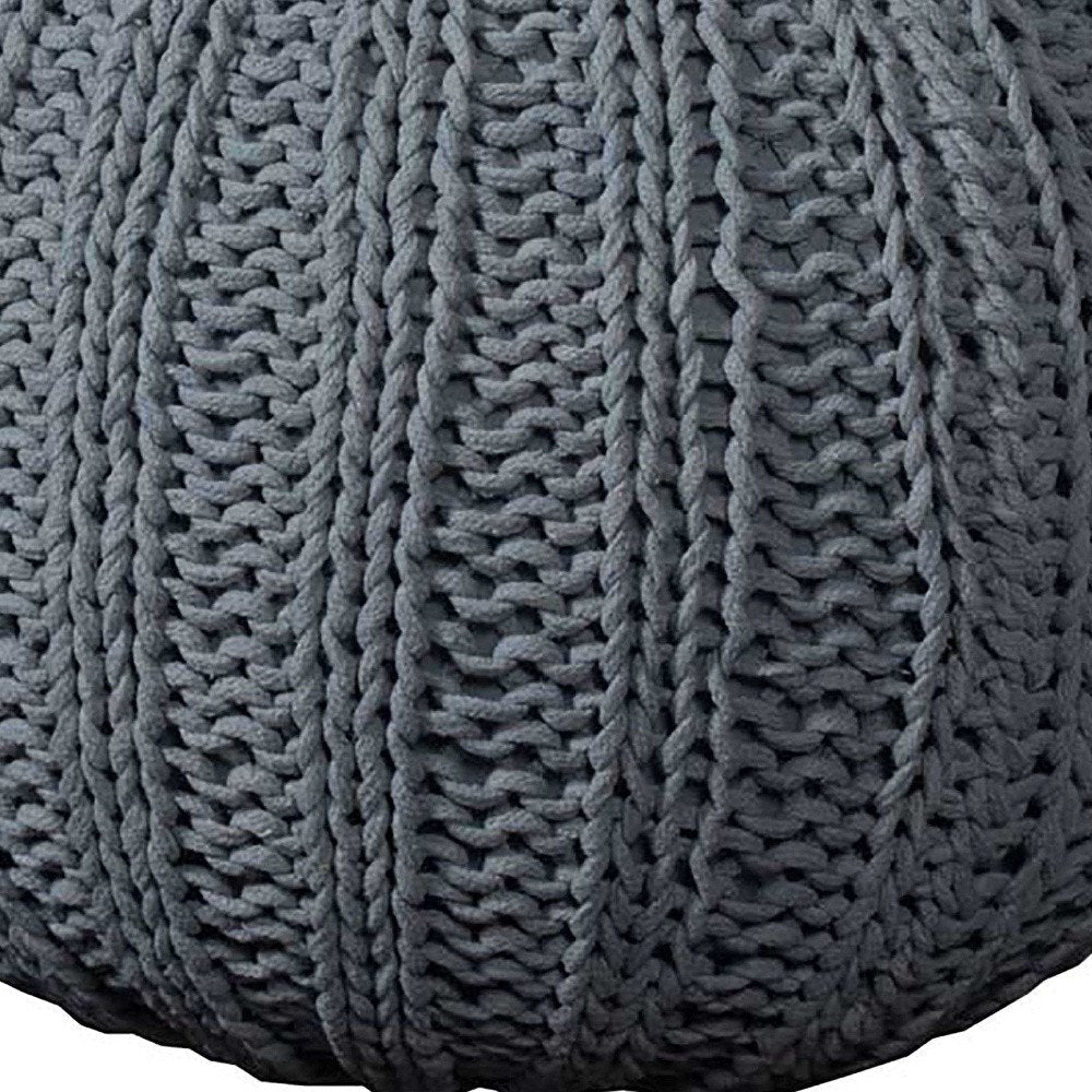 20" Gray Cotton Round Pouf Ottoman HomeRoots