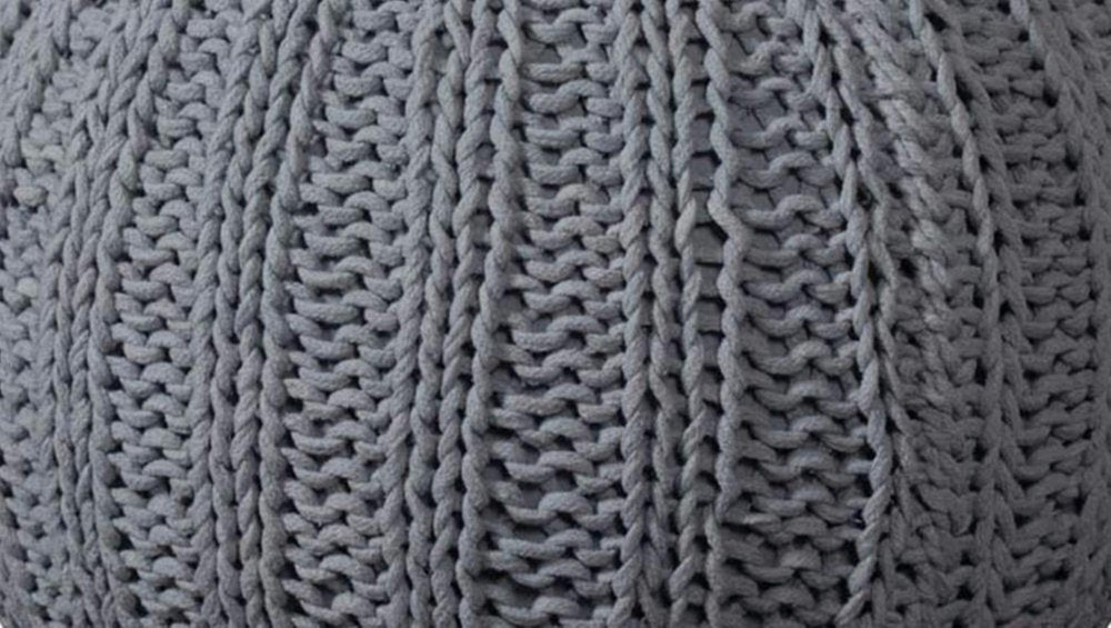 20" Blue Cotton Round Pouf Ottoman HomeRoots