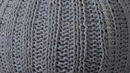 20" Blue Cotton Round Pouf Ottoman HomeRoots